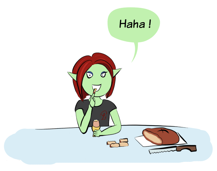 She laughs.